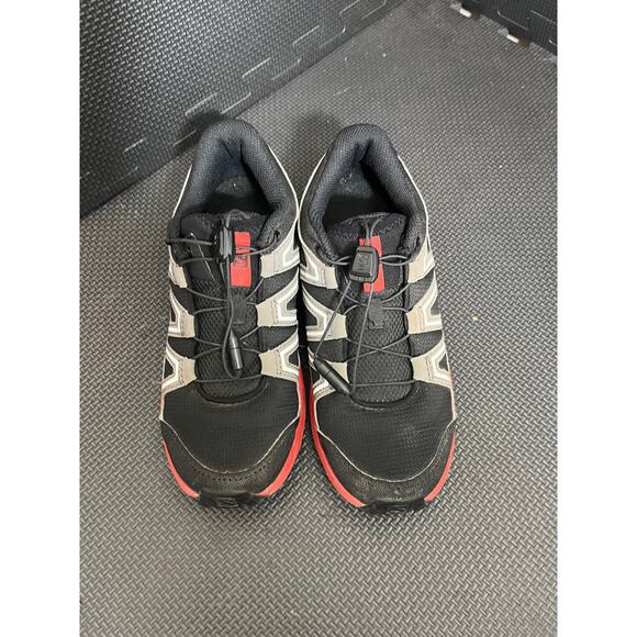 Salomon kids speedcross athletic hiking shoes outdoors black red size 3 youth - Picture 2 of 7